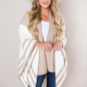 NEW Dottie Couture - Cream / Beige Striped Shawl